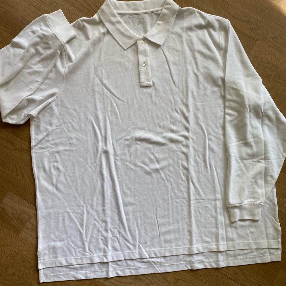 Land’s End Long sleeve Men's White Polo Shirt Size 4 XL